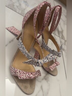 Alexandre Birman Pink & Blue Floral Tie-Strap Heels